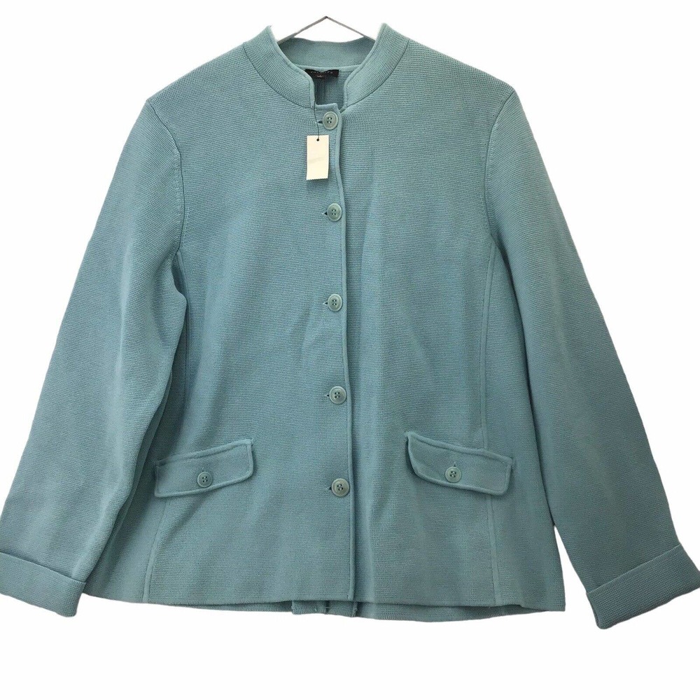 Talbots Cardigan Button Sweater Women Size Large Mint Green New NTW